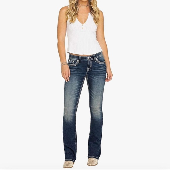 Miss Me Feathers of Paradise Bootcut Jeans Sz25 - Picture 2 of 8